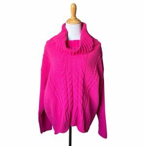 Absolutely Famous Hot Pink Turtleneck Pullover Chunky Sweater- Size XL